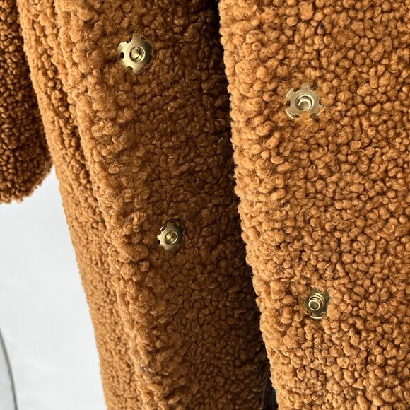 J. Crew Teddy Sherpa Coat Brown Long Cozy Winter Fall Coat Small - Picture 9 of 15